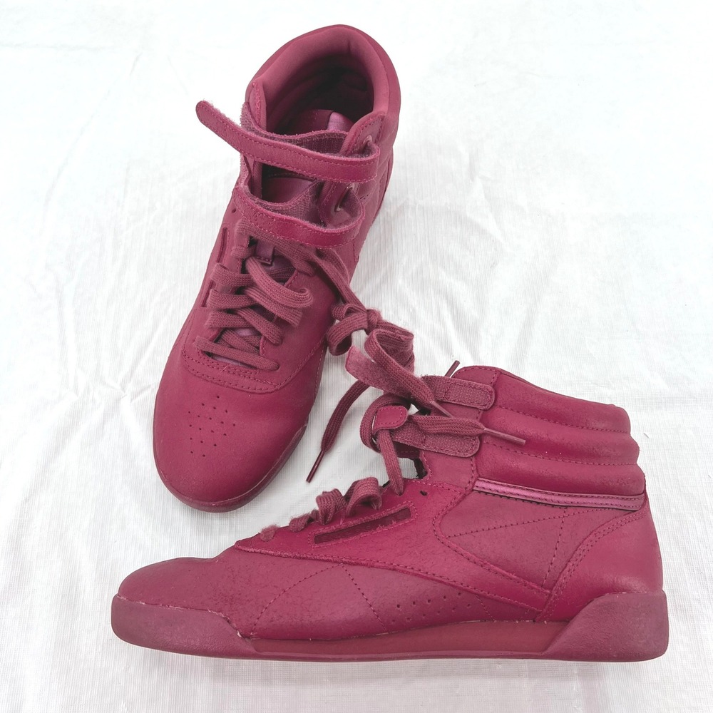 Reebok Freestyle Hi FACE Stockholm Berry Red Leather Sneakers CN5547 Womens 6
